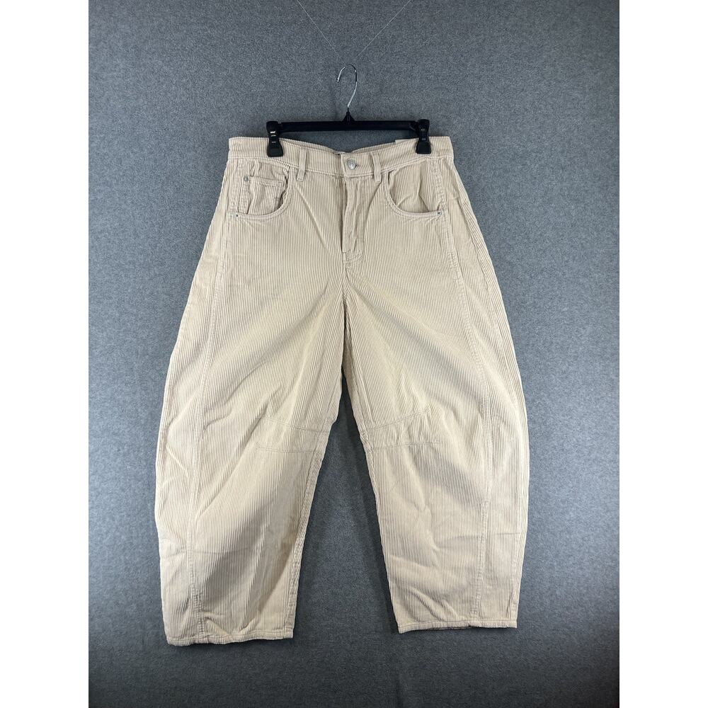 Free People We The Free Good Luck Corduroy Barrel Jeans Size 29 Ivory